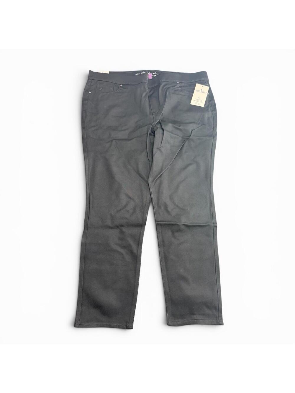 Gloria Vanderbilt Women's Avery Slim Pull On Pants Heather Black  NWT Sz 22